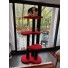 Shown in 56" height with red platforms, black posts, & black dyed sisal.