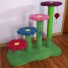 Shown here with grass green base/posts & matching sisal.  Flowers are raspberry, sky blue, carnation pink, and plum. Toys shown are ladybug and dragonfly.