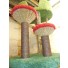 Shown here with local tree branch, forest green base, grass green bed, & bright red mushroom caps w/ white spots & brown sisal.