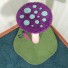 Shown here with 11" mushroom cap in 24" height w/ violet & cyan mushroom, grass green base, natural sisal, & with Dragonfly toy. Note: This particular violet carpet is no longer available.