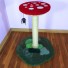 Shown here with 15" mushroom cap in 30" height w/ red & white mushroom, olive green base with sparse moss, natural sisal, with Black Widow toy.