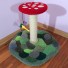 Shown here with 11" mushroom cap in 20" height w/ red & white mushroom, moss green base, natural sisal, dense moss patches & 6 stones on the base. Also, with Dragonfly toy (yellow).