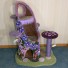 42" in light lavender carpet (no folds) w/ purple clematis & pansies, grass green base, 3 tree fungus steps in lavender, dark purple/lavender mushroom w/ lavender sisal, lavender draping moss, sparse moss/3 stones on base, 2 toys & 3 butterflies