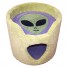 Shown here in lime green, with gray background / interior & grass green alien face