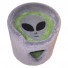 Shown here in medium gray, with grass green background / interior & gray alien face