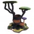 Shown here with modular base with 2 interior levels, 1 mushroom scratch post, and dense moss & 6 stones.