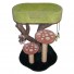 Shown here with local tree branch, forest green base, lime green bed, & terracotta mushroom caps w/ white spots & natural sisal.