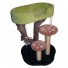36" with local tree branch, forest green base, grass green bed, & bright red mushroom caps w/ white spots & brown sisal.