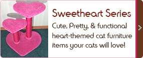 Heart-themed cat furniture items