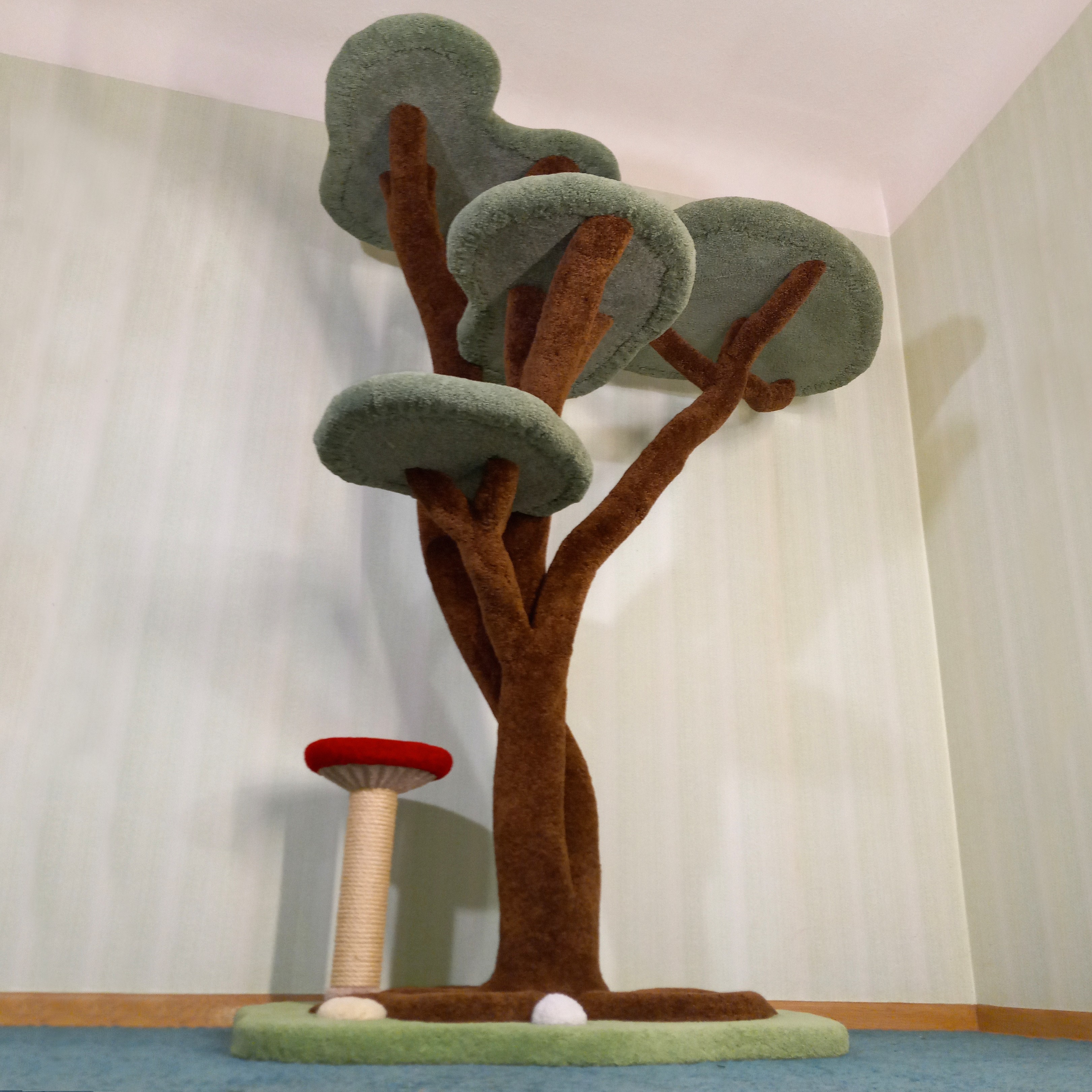 72" height with mushroom scratch post & 4 lucky stones