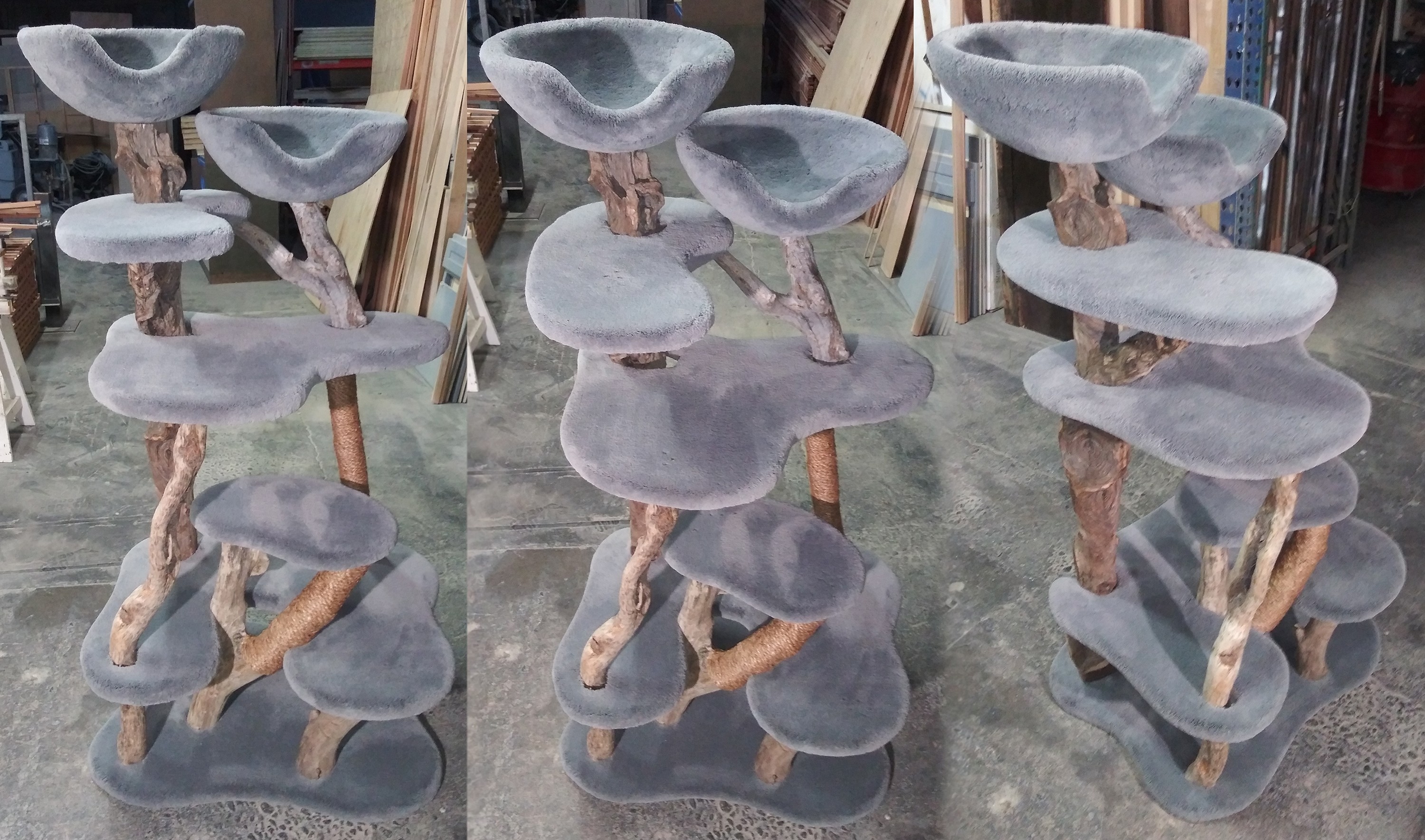 60" Picasso Driftwood Tree with 2 Kitty Bowls