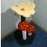 Shown here with pastel yellow flower, forest green base/rear post, white mushroom stems (no sisal), and red mushrooms with gold spots.  Butterfly toy: Copyright CrazyAboutCatnip - https://www.etsy.com/shop/crazyaboutcatnip
