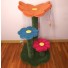 Shown here with pumpkin, sky blue, & raspberry flowers w/ olive green base & posts.