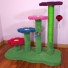 Shown here with grass green base/posts & matching sisal.  Flowers are raspberry, sky blue, carnation pink, and plum. Toys shown are ladybug and dragonfly.