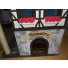 One of the "front doors" showing the hand-stitched word "Katzenhaus", which means "Cats' House" in German. Note that the optional oval border rug is highly visible through this doorway.