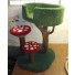 36" with local tree branch, forest green base, grass green bed, & bright red mushroom caps w/ white spots & brown sisal.