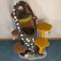 53" height, 16" diameter stump with carpet folds, draping moss, English ivy/jasmine, sparse moss/3 stones, 2 butterflies & 2 toys